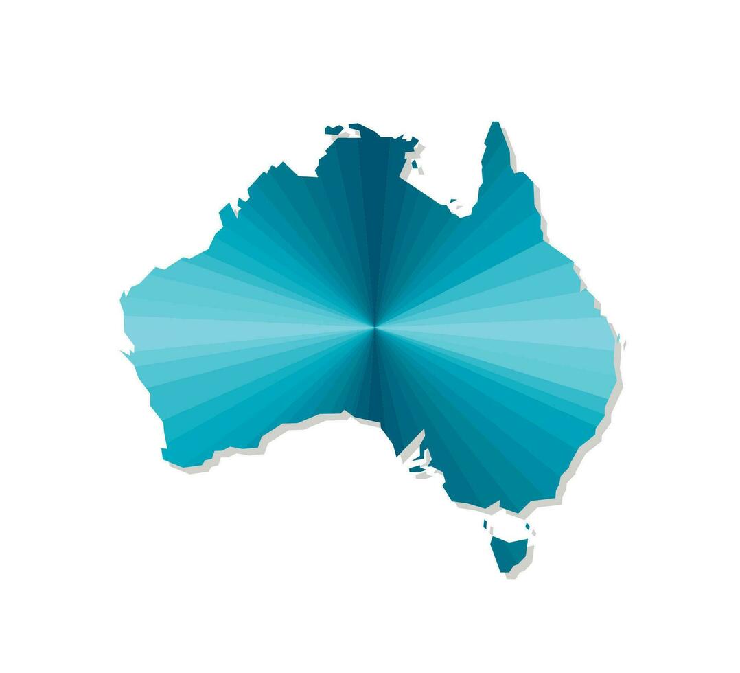 Vector isolated illustration icon with simplified blue silhouette of Australia map. Polygonal geometric style. White background.