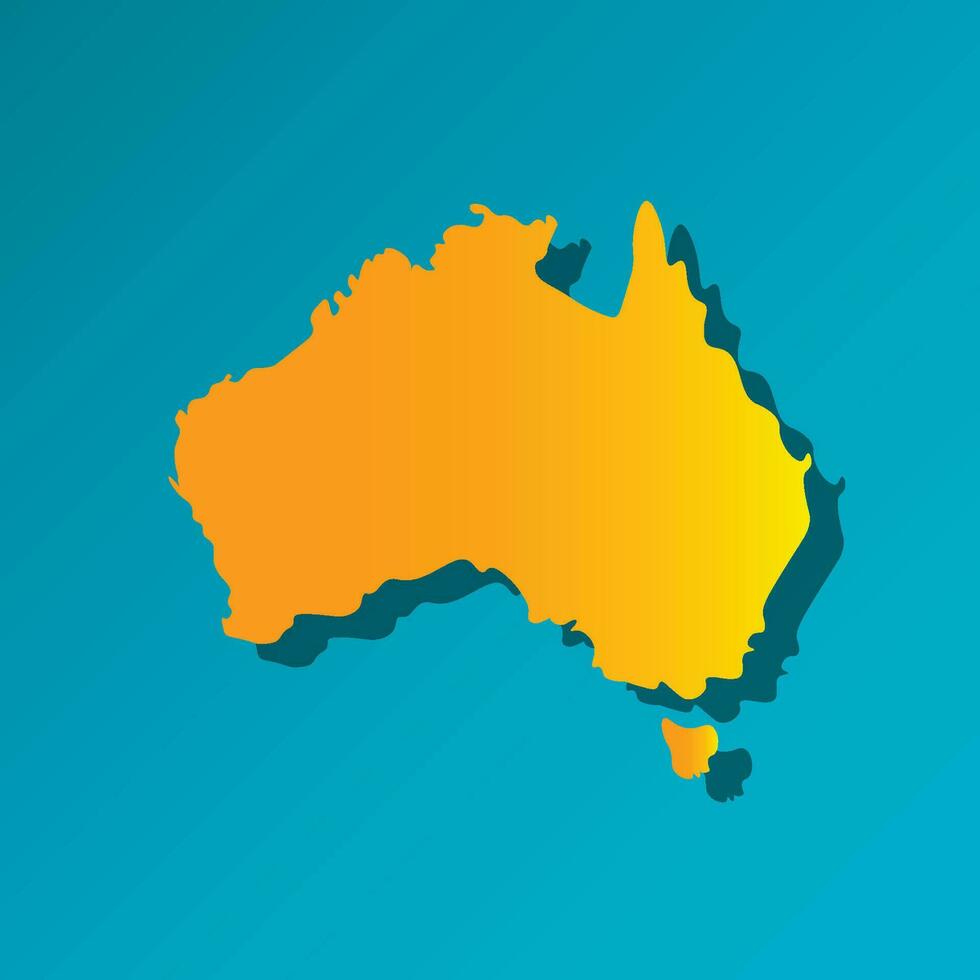Vector isolated simplified illustration icon with orange silhouette of Australia map. Dark blue background