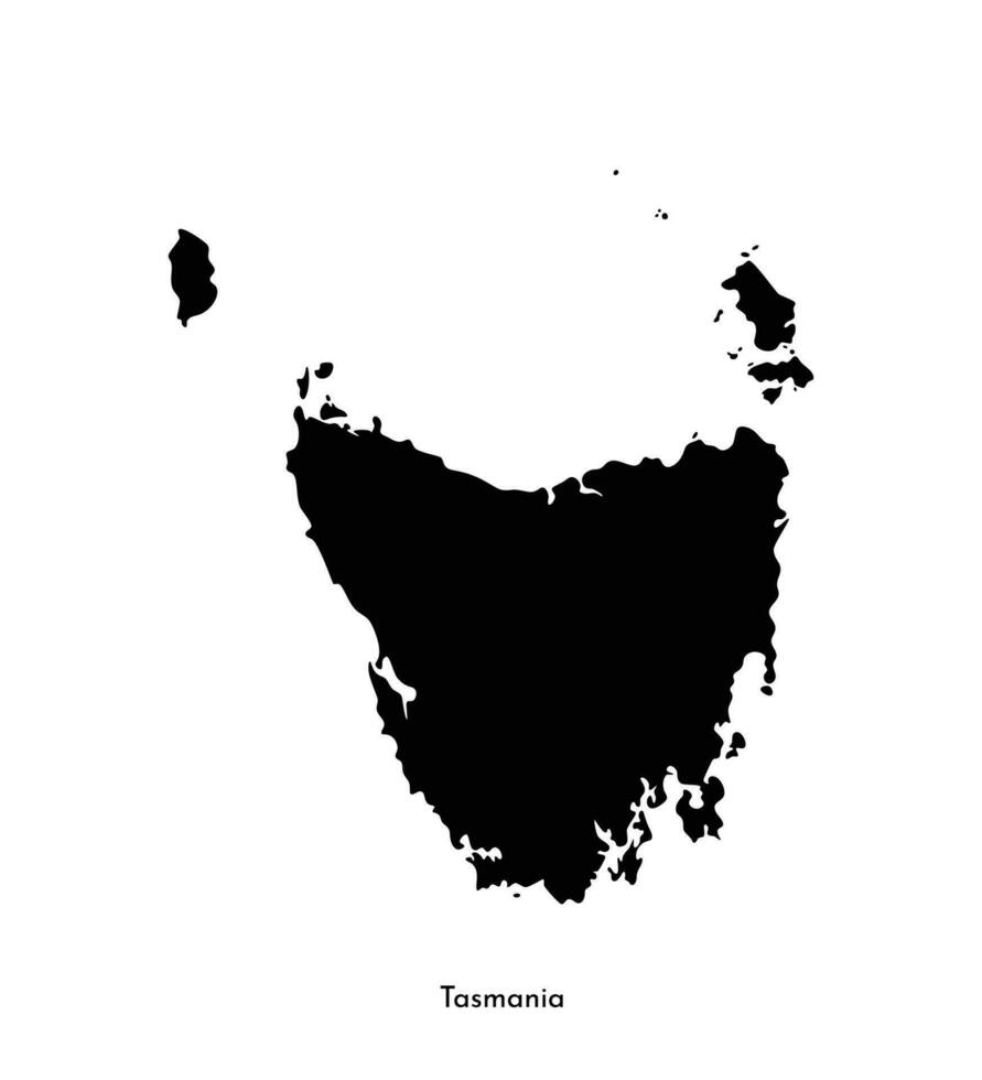 Vector isolated simplified illustration icon with black silhouette of Tasmania, Australian state, map. White background.