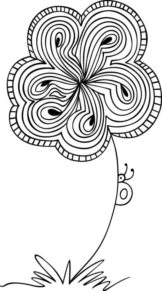 Doodle flower contour line drawing vector