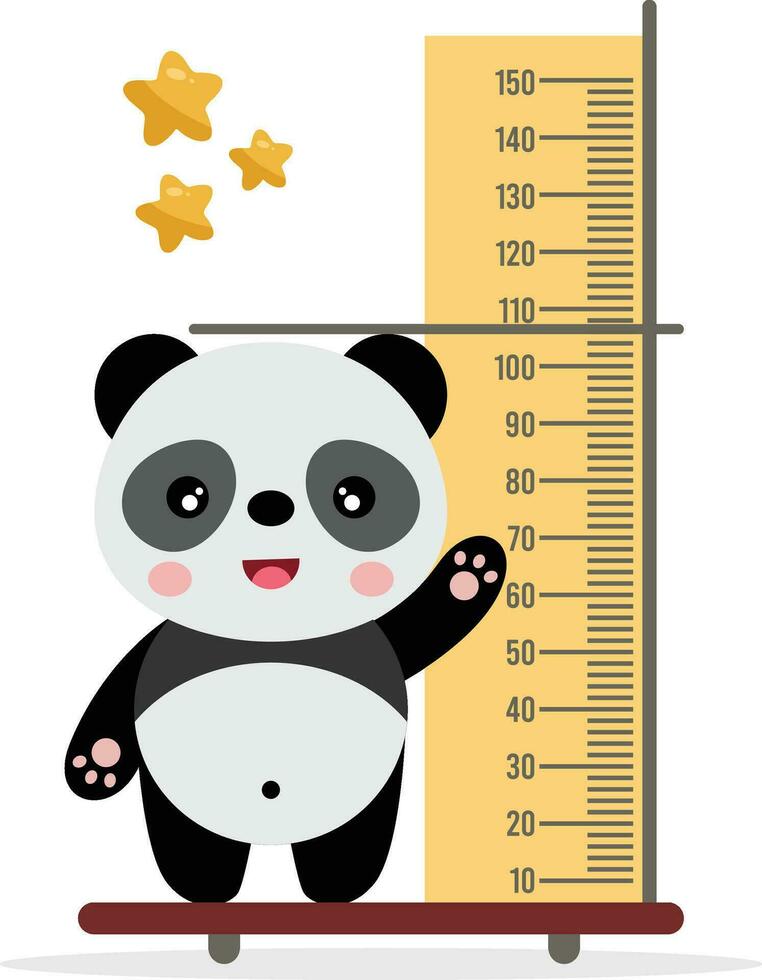 Cute panda ruler for baby growth vector