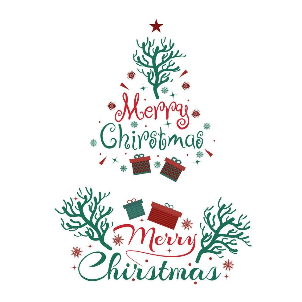 Christmas lettering badge on white background, Christmas typography set, Christmas lettering label collection vector