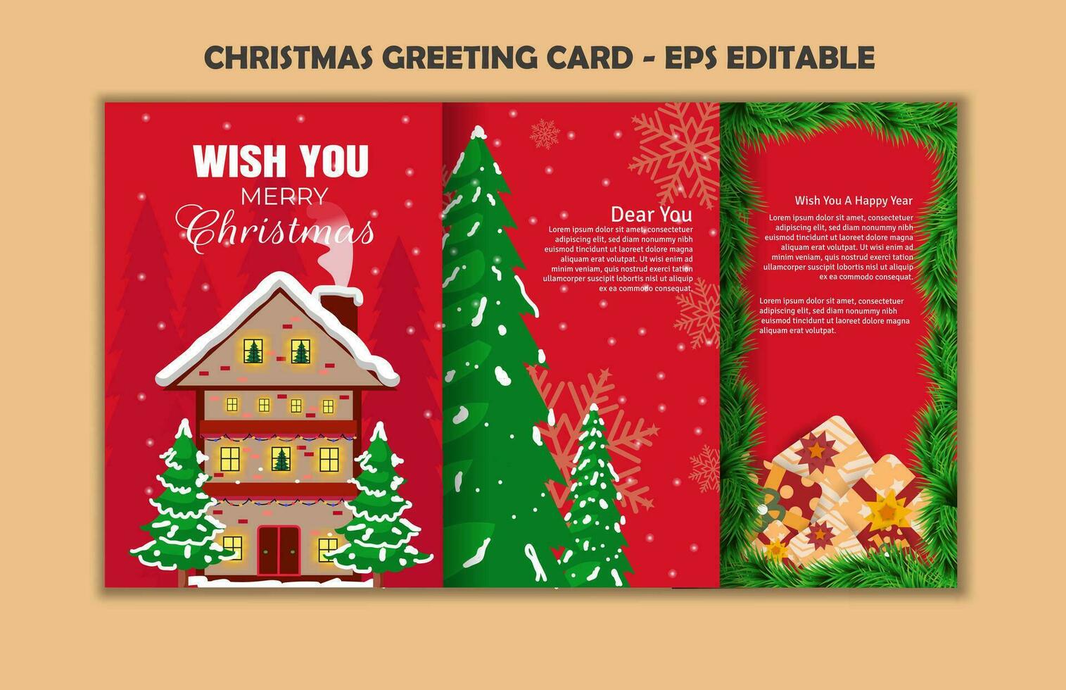 degradado negocio Navidad tarjetas plantilla, saludo tarjeta Navidad plantilla, Navidad y nuevo año tarjeta editable ilustración con flor y hojas vector