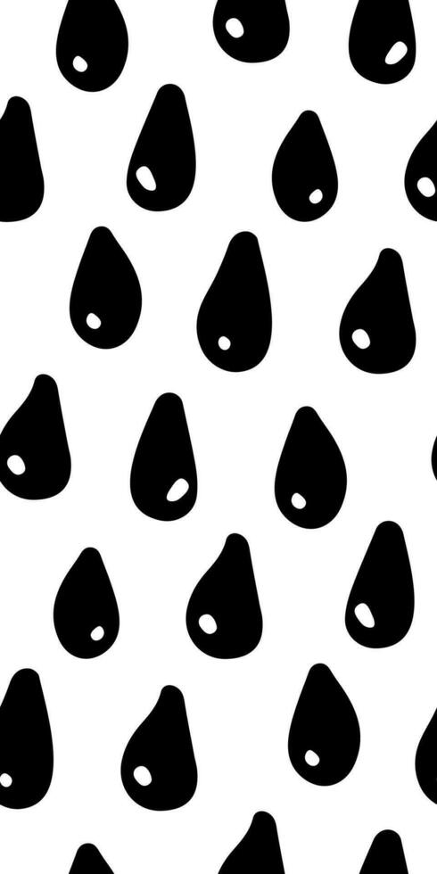 Doodle drop pattern. Hand drawn vector seamless background with rain. Black and white texture for print, apparel, textile, decor