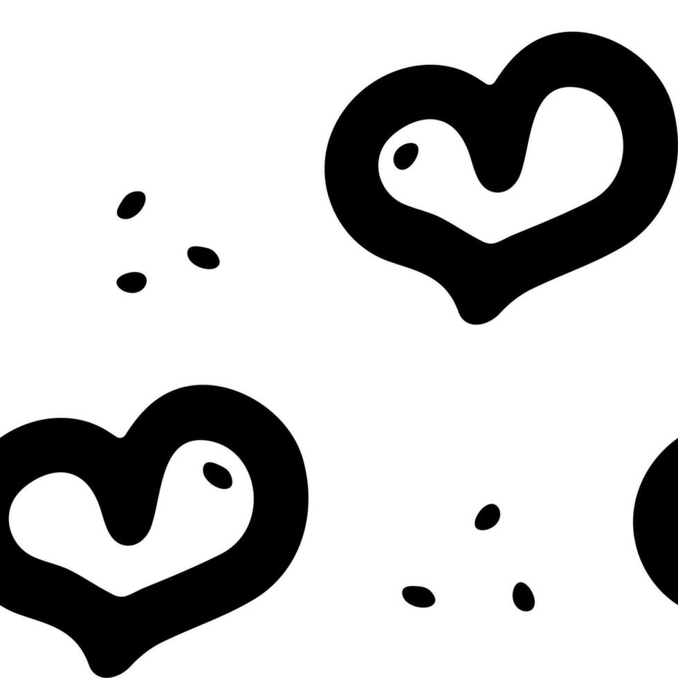 Doodle love pattern with hand drawn sketch hearts and dots. Seamless vector cute background for textile, fabric apparel, print