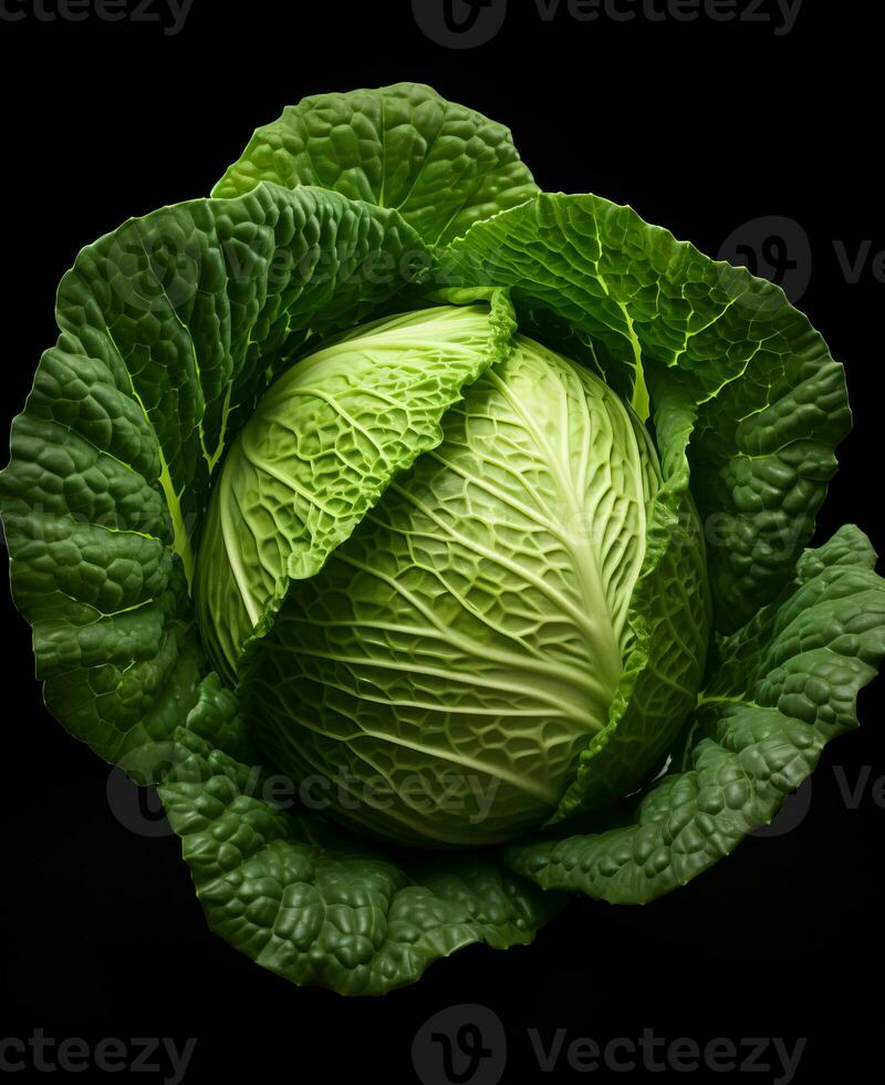 AI generated Fresh green or savoy cabbage. AI generated. photo