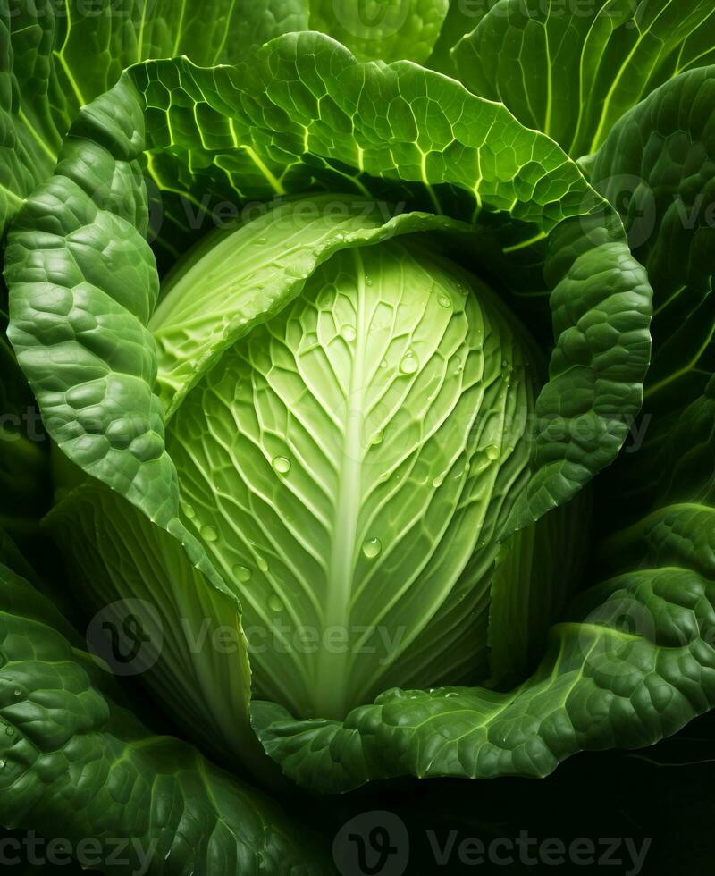 AI generated Fresh green or savoy cabbage. AI generated. photo