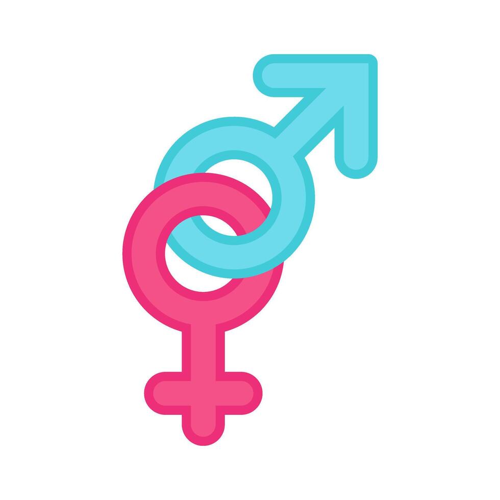 Gender symbol meaning sex and equality between men and women. Venus and Mars signs in flat style on a white background. Masculine and feminine principles. vector