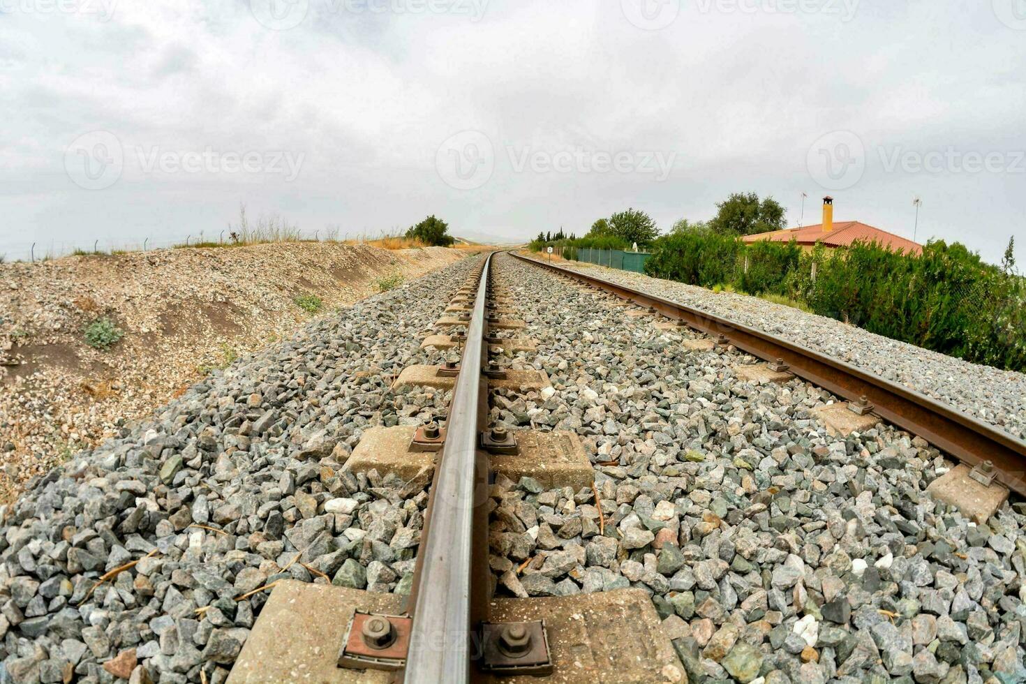 railroad tracks in the desert photo