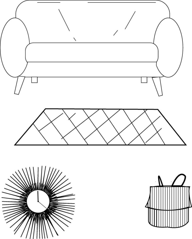 sofa , mate , clock , bag vector