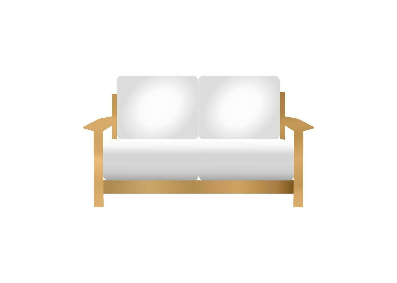 The illustration of wooden sofa chair and white pillow Muji style Japanese style for interior design concept vector