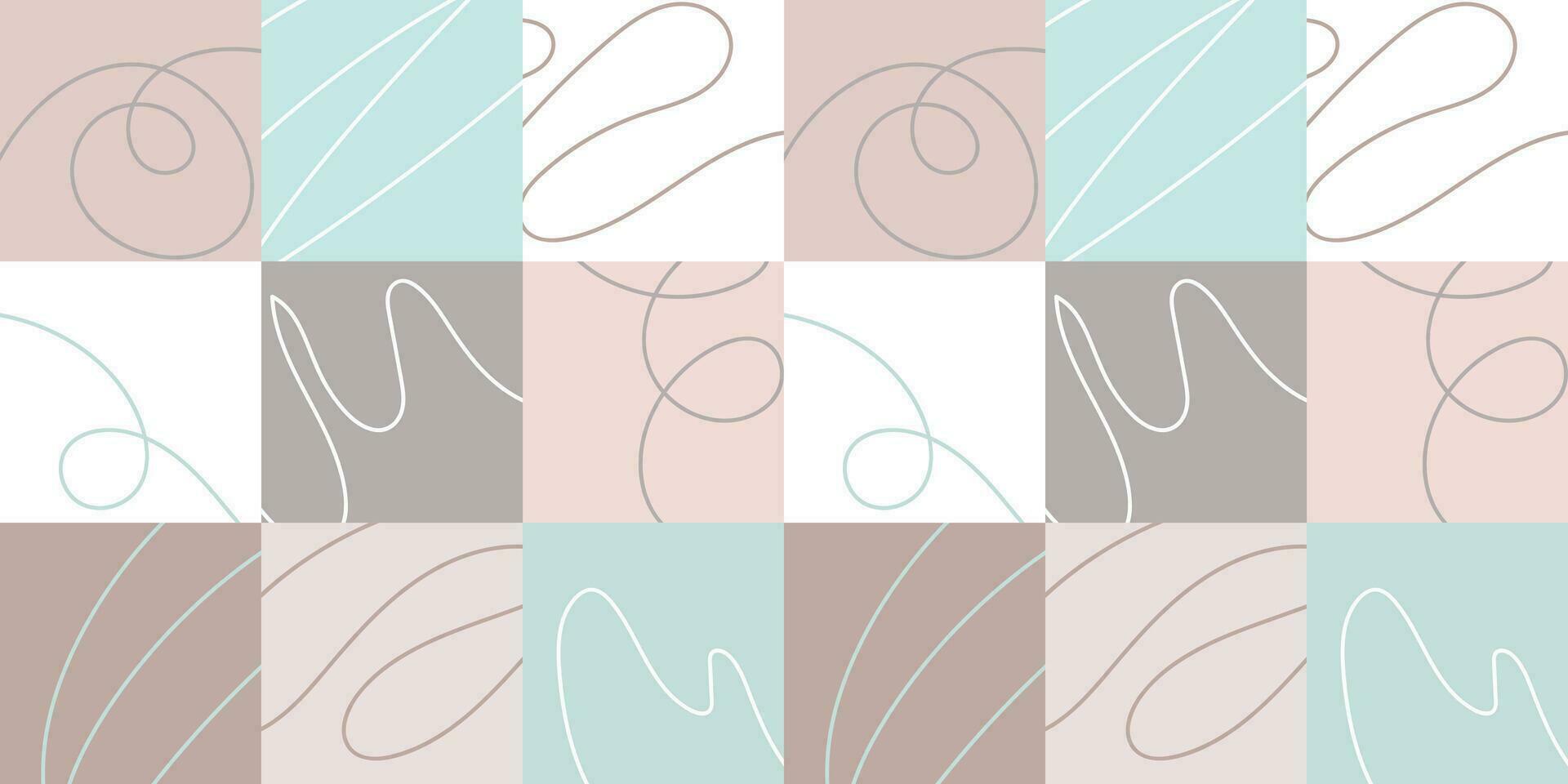 Abstract seamless pattern of squares with decorative elements in boho style. Vector geometric swatch. For screen background, wrapping paper, wallpaper, textile and surface design. Trendy boho tile.