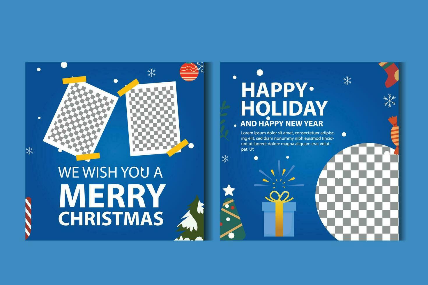 Vector template Social media post, banner, poster Merry Christmas celebration and decoration for price promotions in winter, Christmas in December.