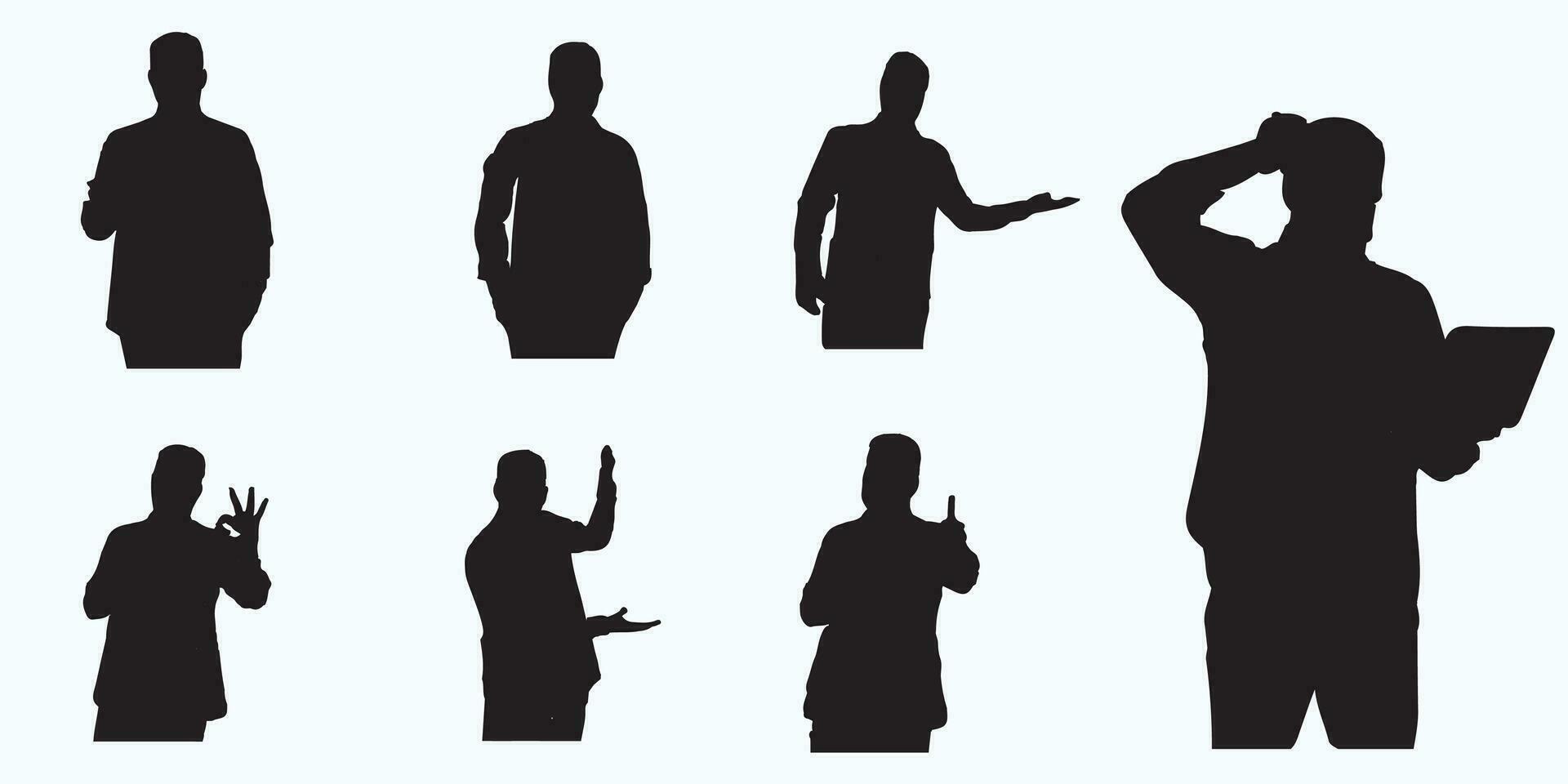 silhouettes of businessmen or employees posing and styling vector