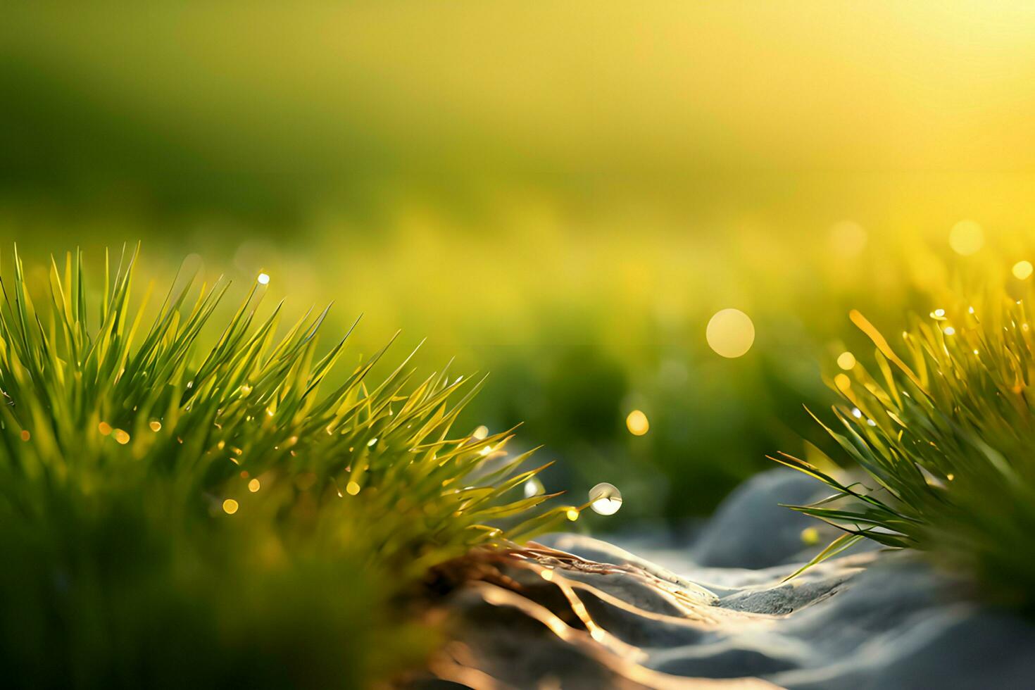 plant close up with greenery and dew drops background images wallpaper with Ai generated photo