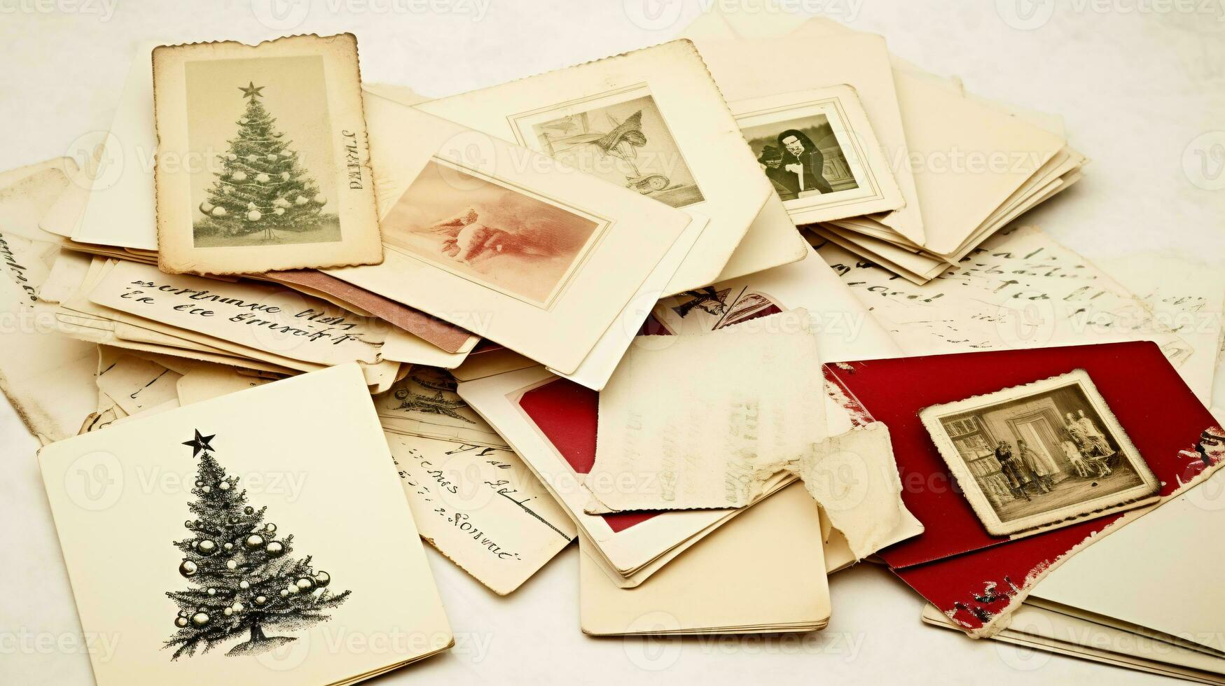 AI generated Christmas collage, arrangement of old vintage photos