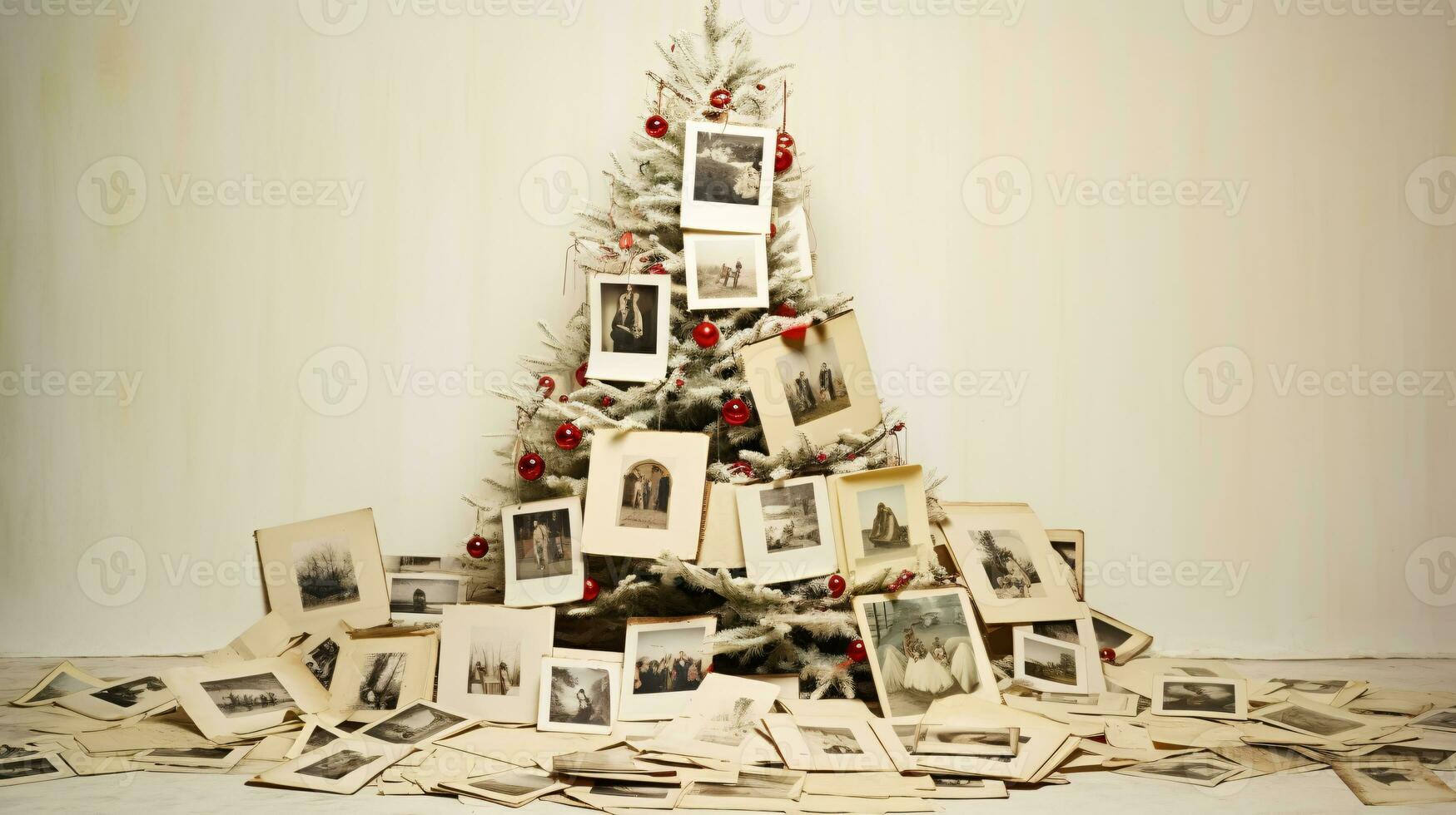 AI generated Christmas collage, arrangement of old vintage photos