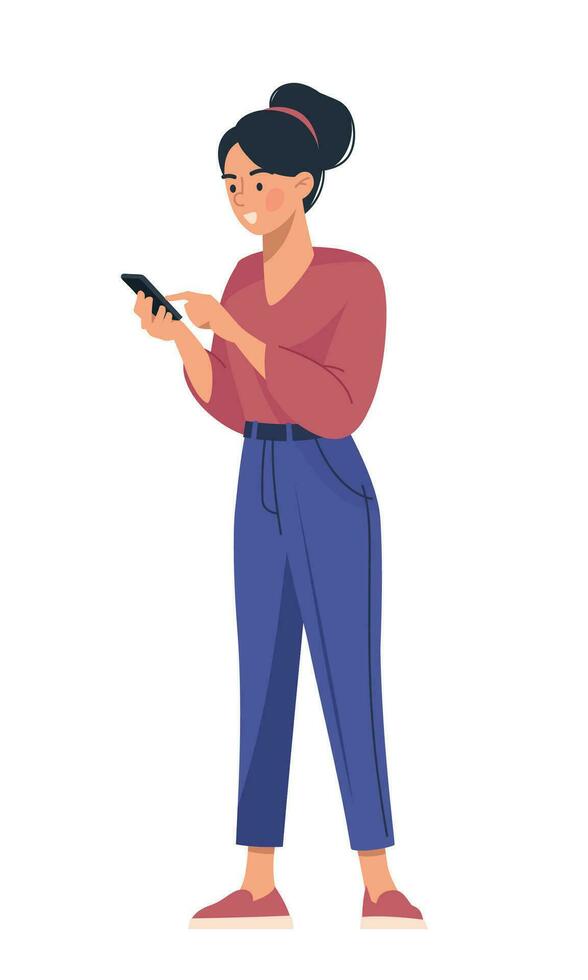 niña con un teléfono. imagen de un negocio mujer. vector imagen.