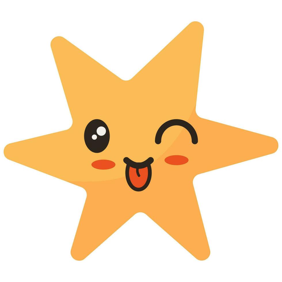 Hand-drawn star kawaii element. Vector icon