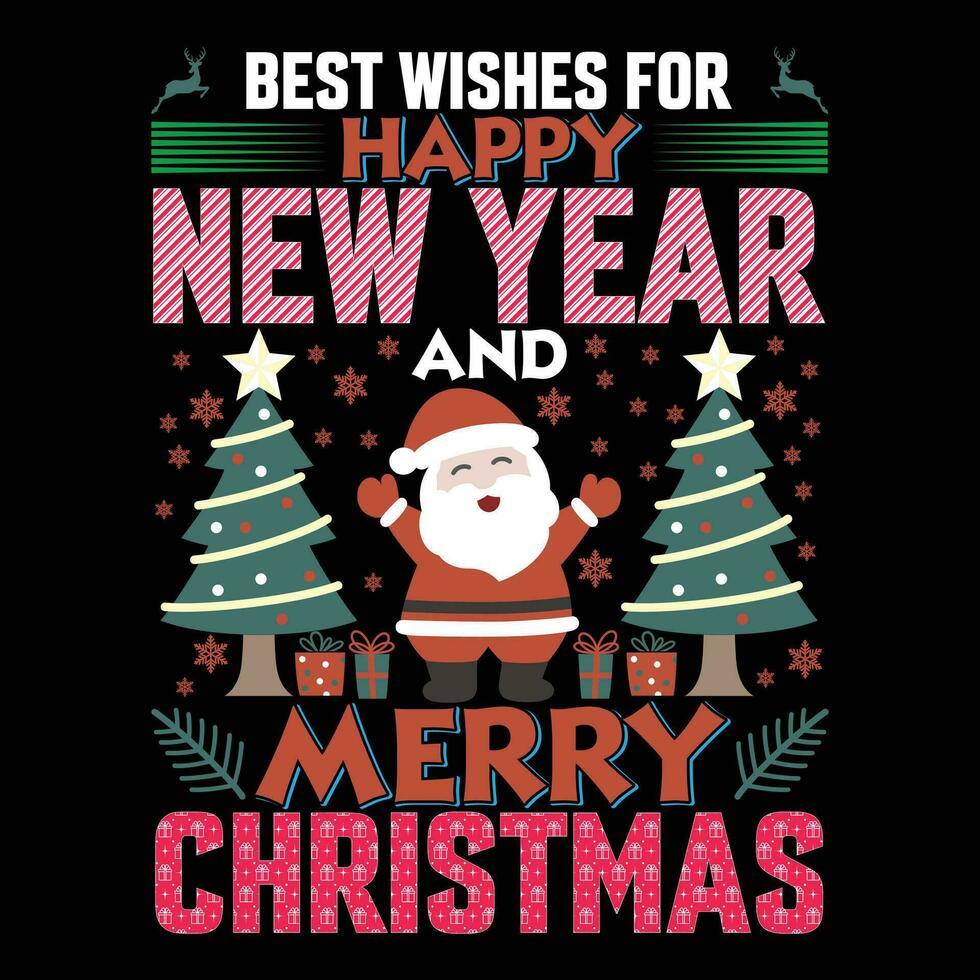 Best Wishes For Happy New Year And Merry Christmas vector