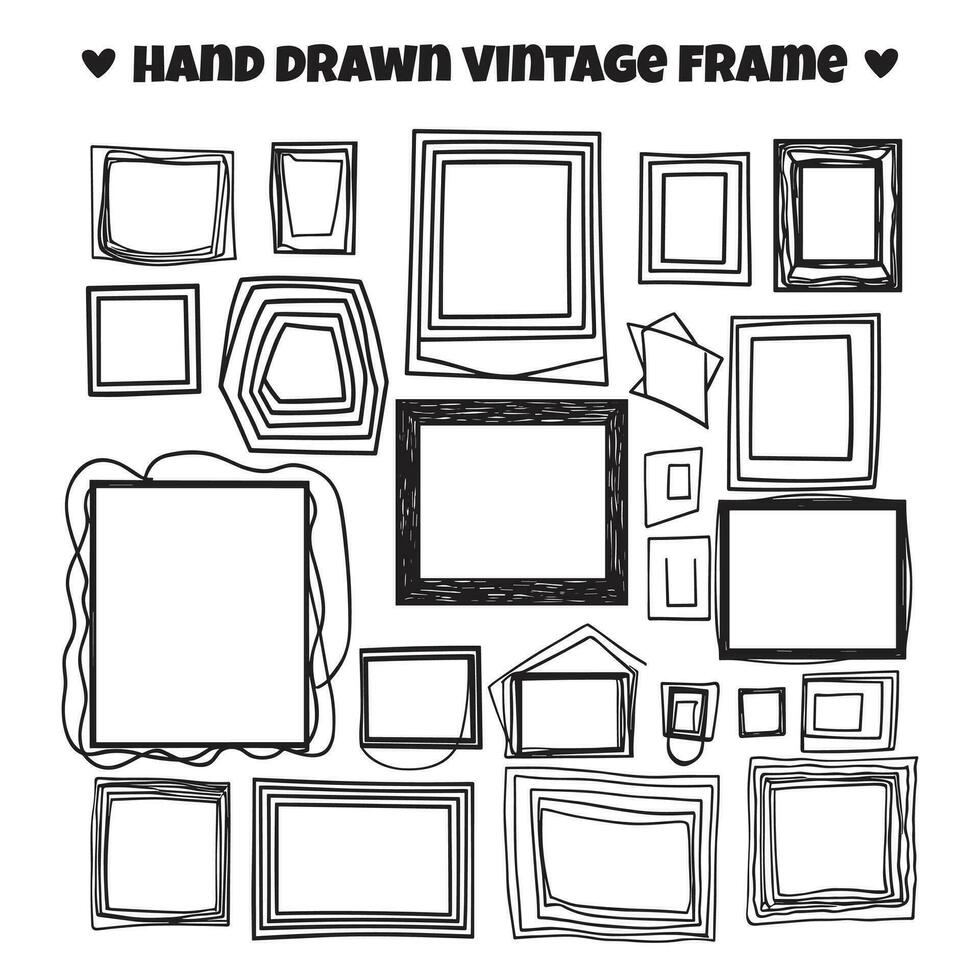 Vintage frame logo in doodle style vector