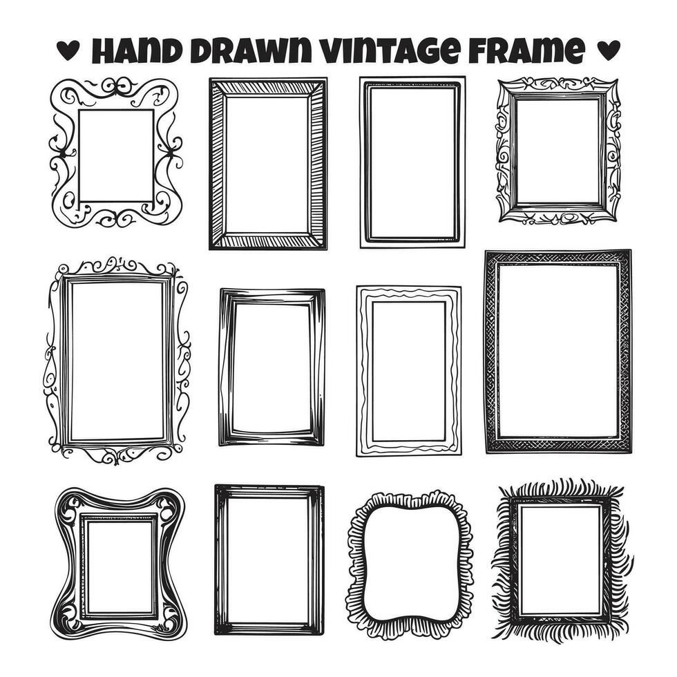 Vintage frame logo in doodle style vector