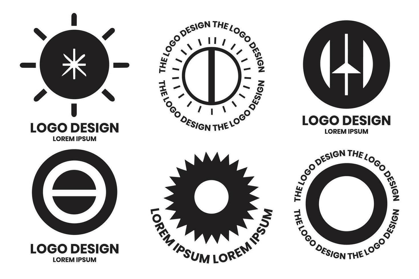 Modern gear and circle logo in minimalist style vector