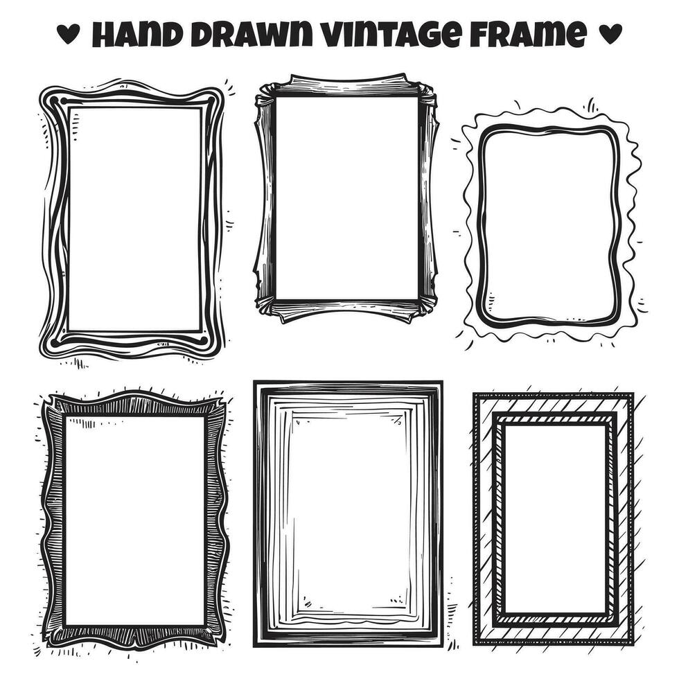 Vintage frame logo in doodle style vector