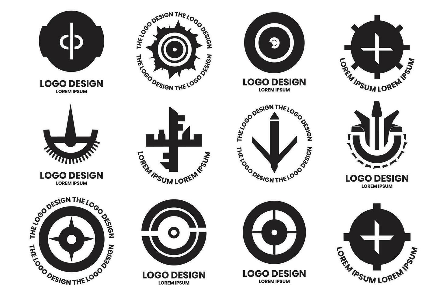 Modern gear and circle logo in minimalist style vector