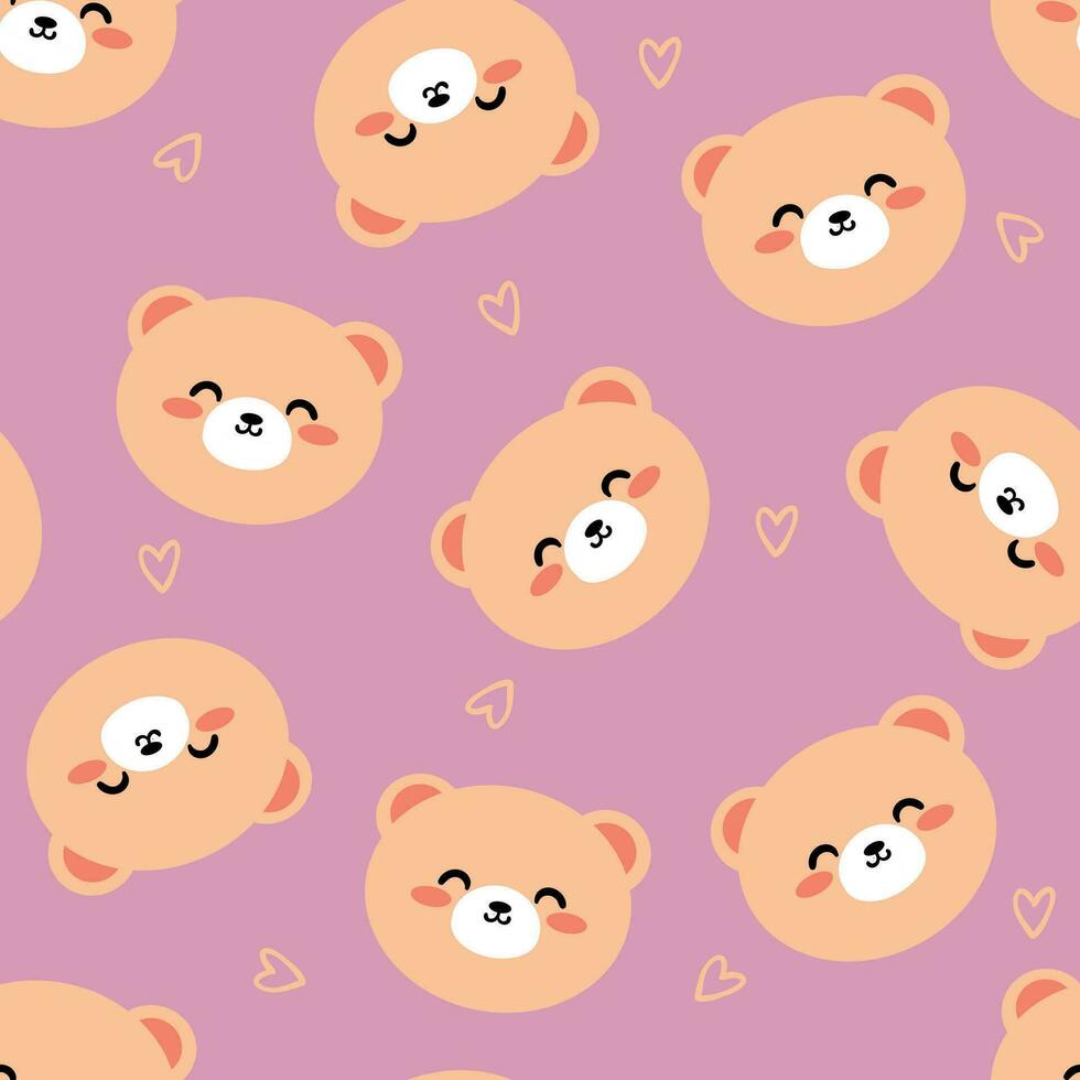 Seamless pattern with cute cartoon bears, for fabric prints, textiles, gift wrapping paper. colorful vector for children, flat style