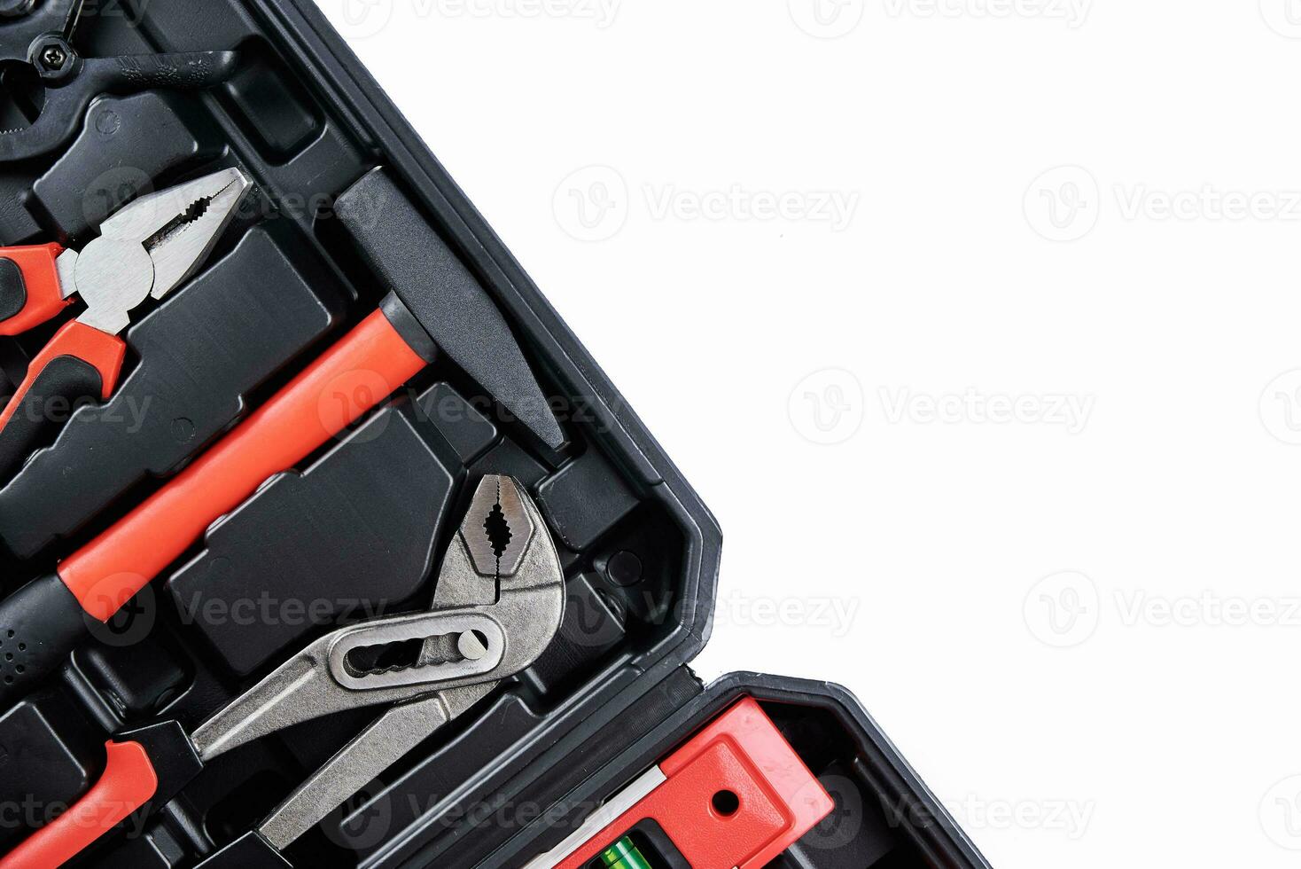 Toolbox with instruments for repair and maintenance, close up photo