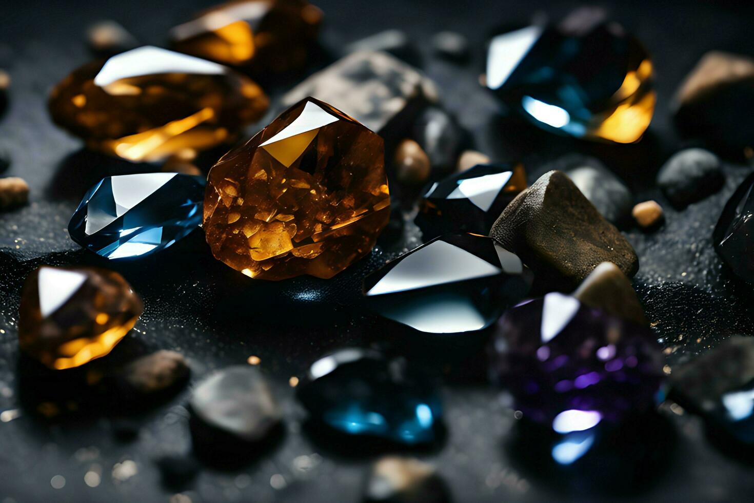 Photo of a realistic close-up of a group of natural stones with Ai generated