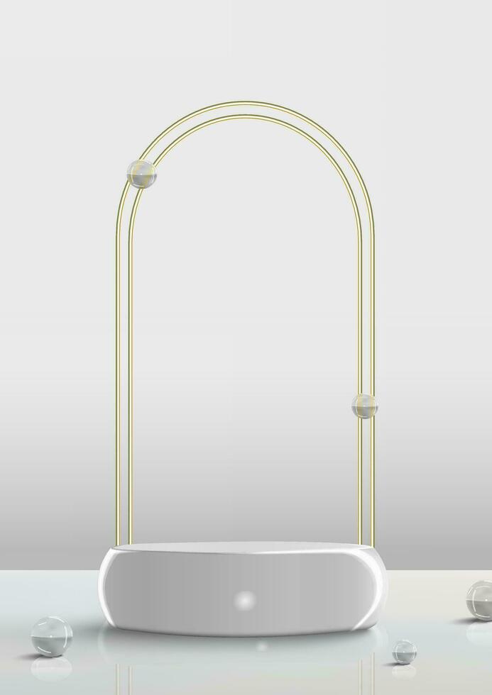 Podium stand scene for product placement white color realistic glass balls vector