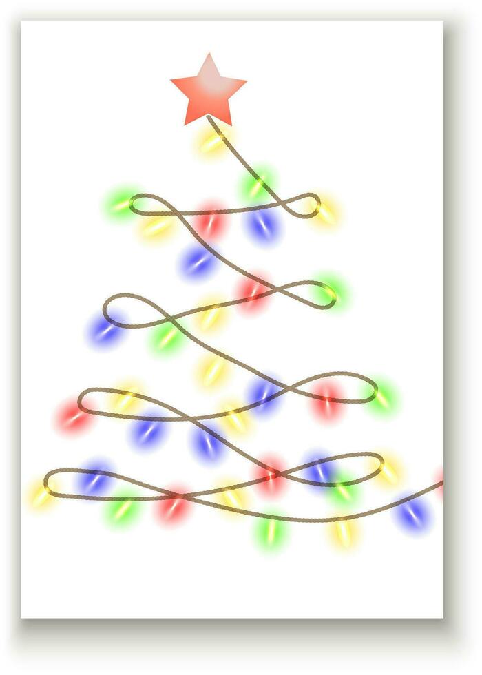 contento nuevo año celebracion fiesta diseño cuerda luces Navidad árbol vector