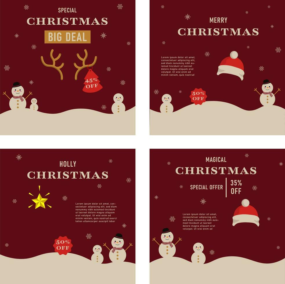 Cute snowman template set vector