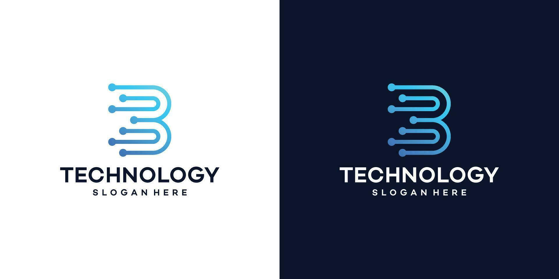 Initial letter B logo design template with tech style dot connection graphic design vector illustration. Symbol, icon, creative.