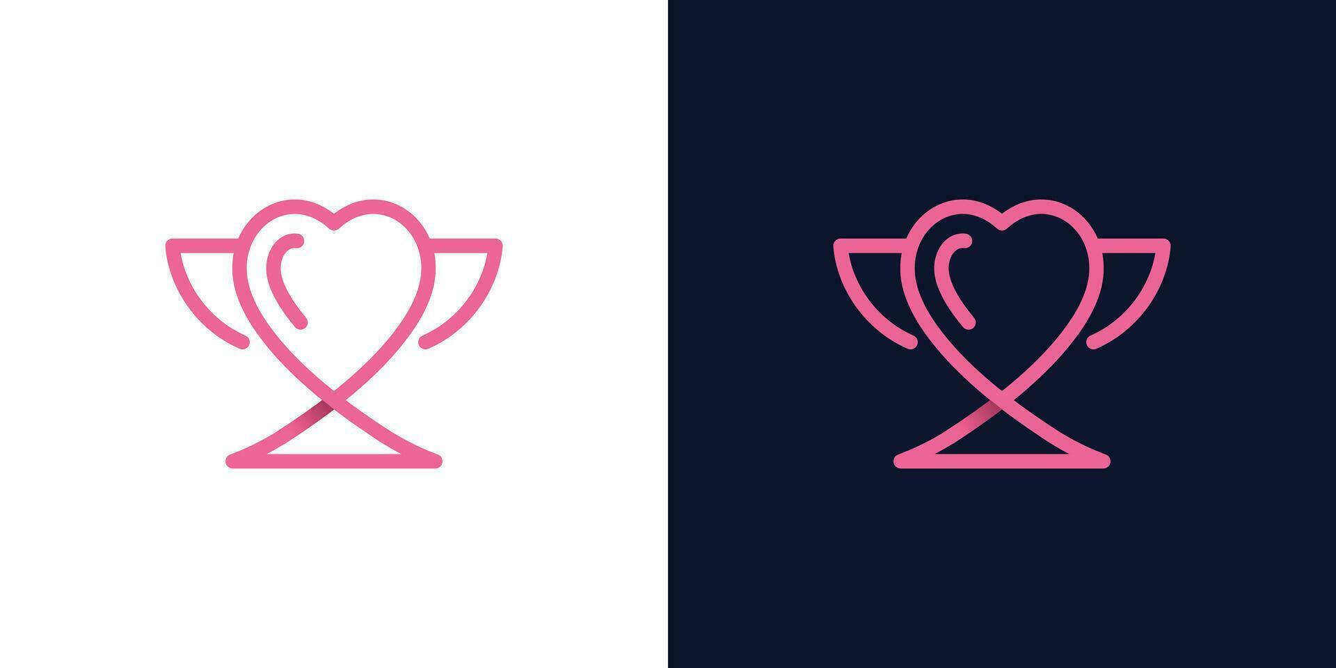 Trophy logo design template with heart design graphic vector illustration. Symbol, icon, creative.