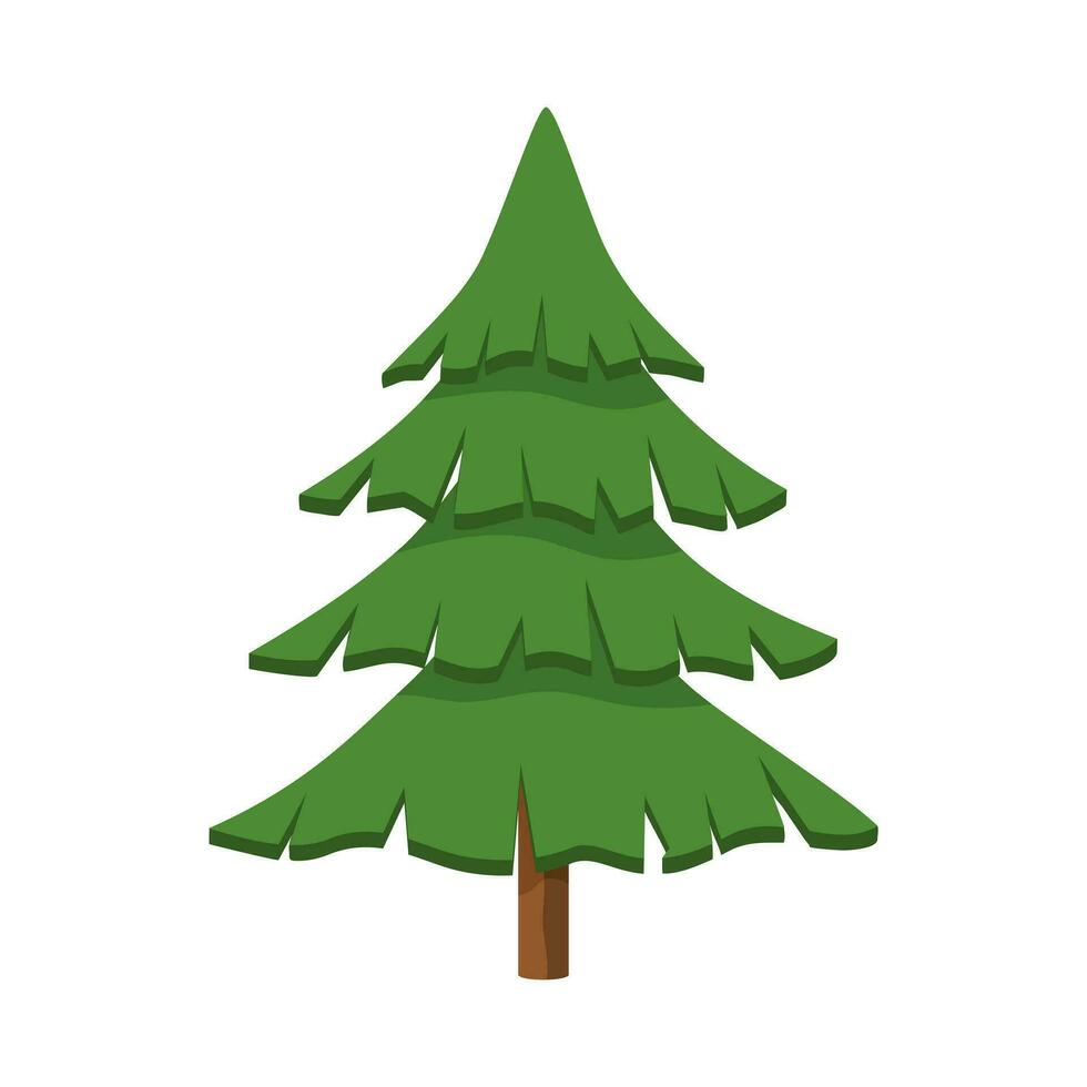 Evergreen coniferous tree spruce. Isolated forest pine tree. Cartoon flat style. Symbol of Christmas and New Year. Vector illustration.
