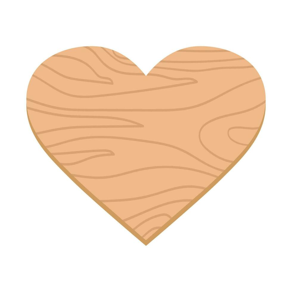 Heart shaped wooden plank. Hand drawn imitation of a wood material. Vector illustration