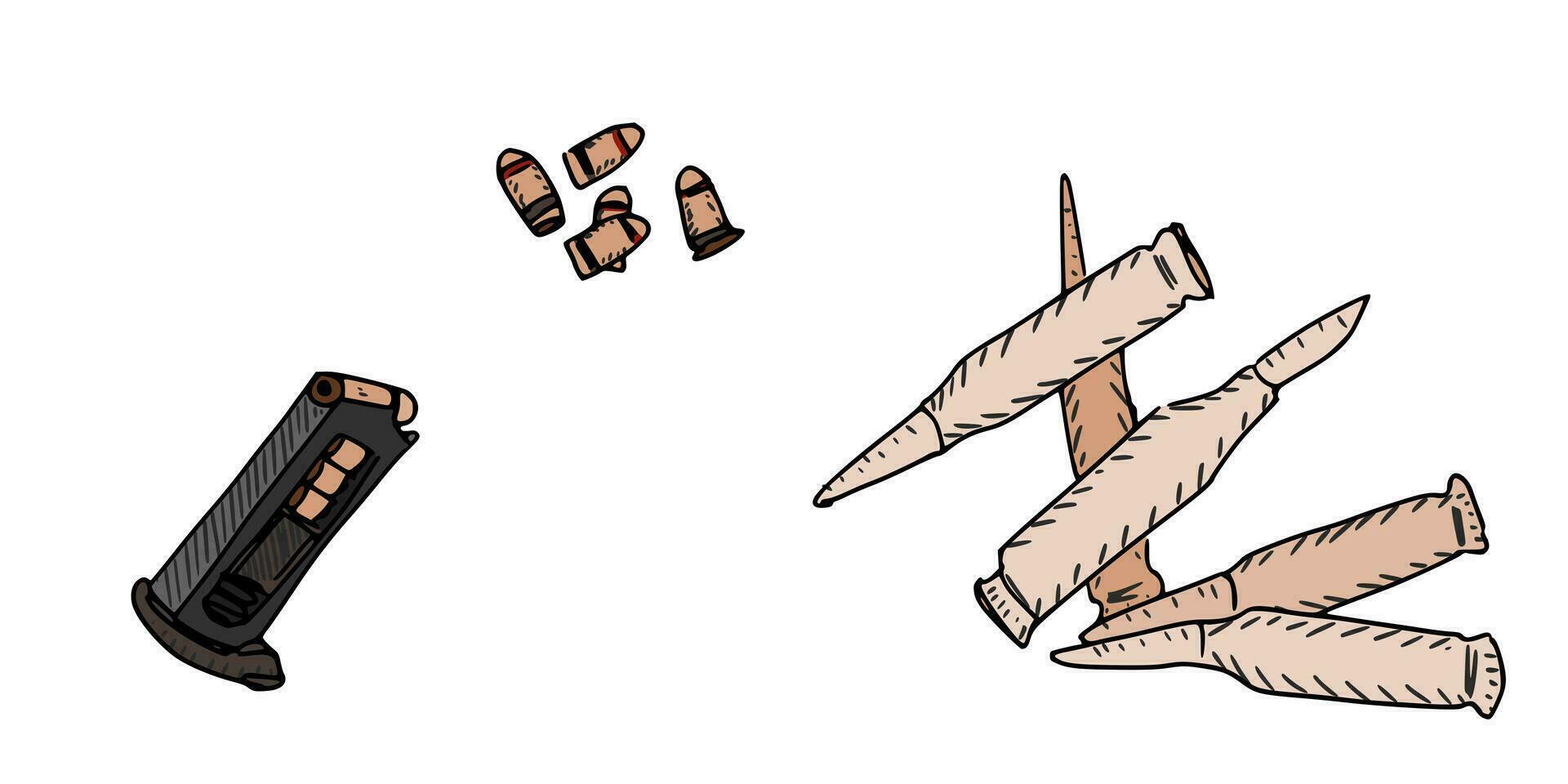 machine gun and pistol bullets weapons store new vector