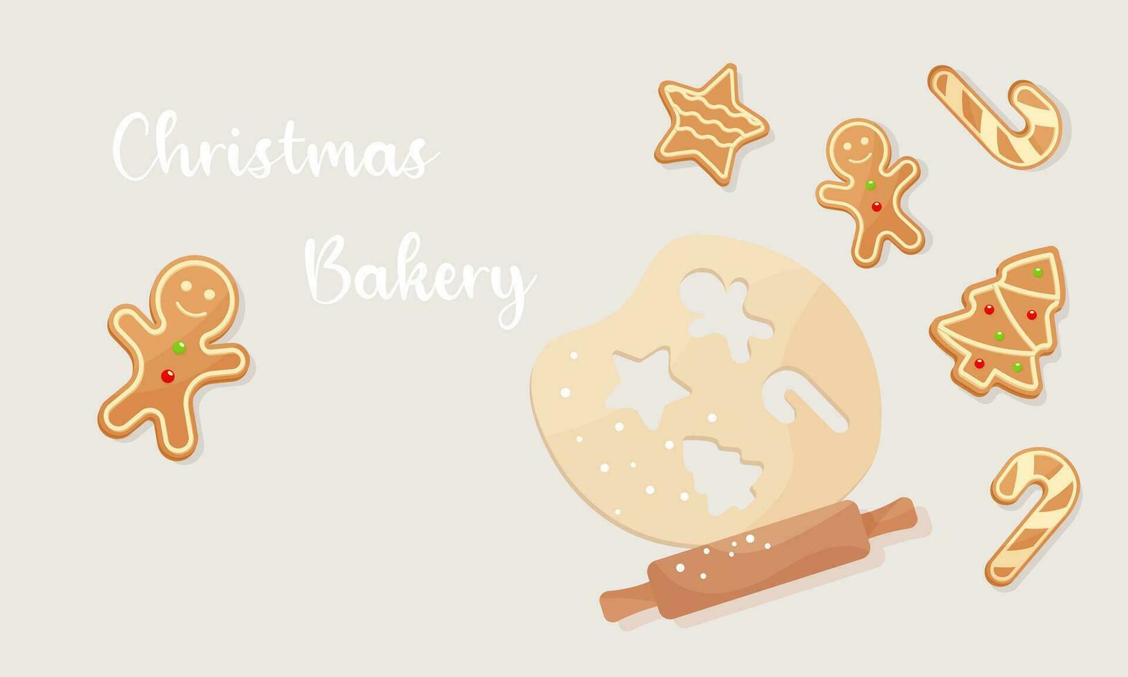 galletas, pan de jengibre para el nuevo año y Navidad. pan de jengibre Galleta masa en el formar de un pan de jengibre hombre, Navidad árbol, estrella, caramelo. Navidad Galleta concepto vector