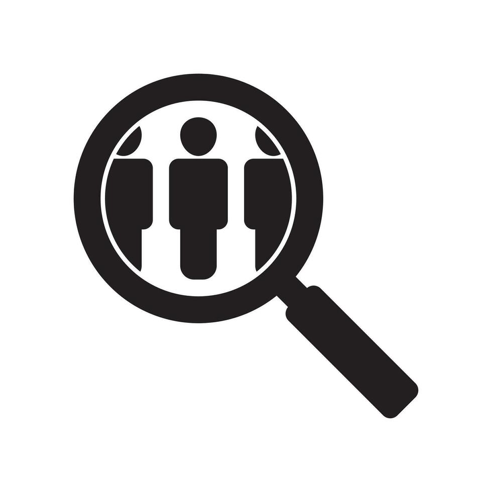 Search job vacancy icon. Symbol of finding a job to do business, Loupe career vector illustration on isolated background. Find people employer business concept.