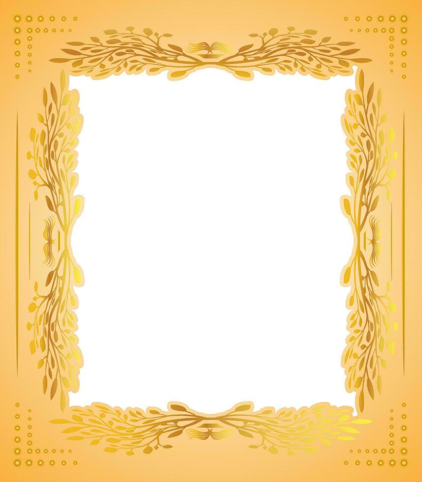 golden frame with leaves vector, Golden floral frame with place for your text. Vector illustration