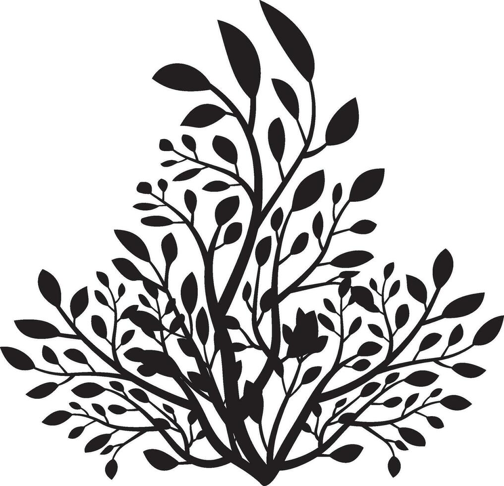 a black and white silhouette of a tree with leaves vector