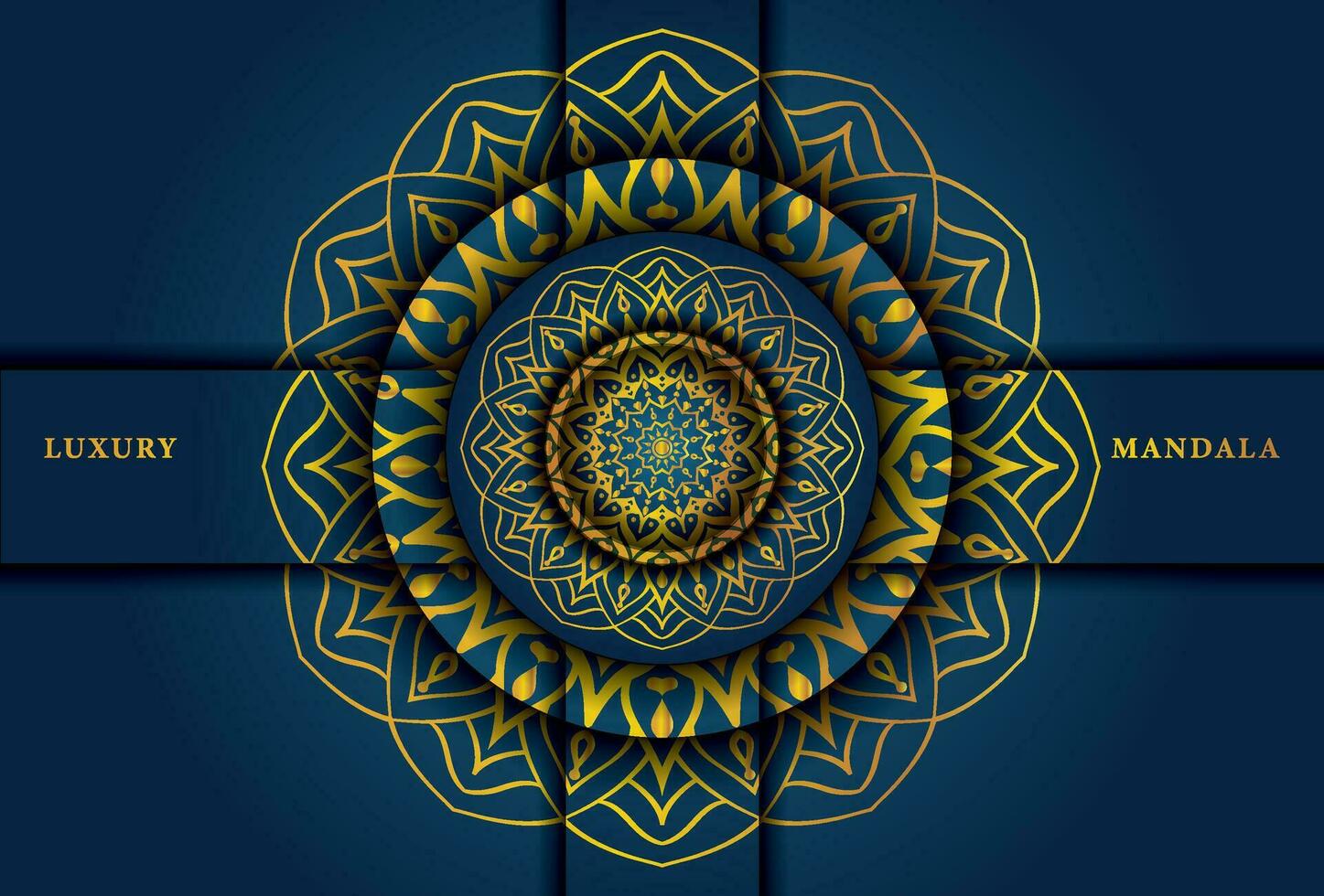 gold, invitation, card, design Luxury mandala on blue background. Vector illustration for your design. Luxury background with ornamental mandala. Vector illustration.