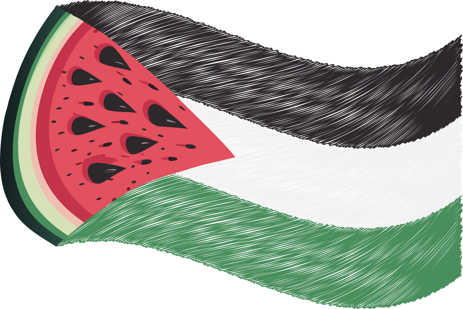 Wavy watermelon symbol of palestinian flag 34762276 png
