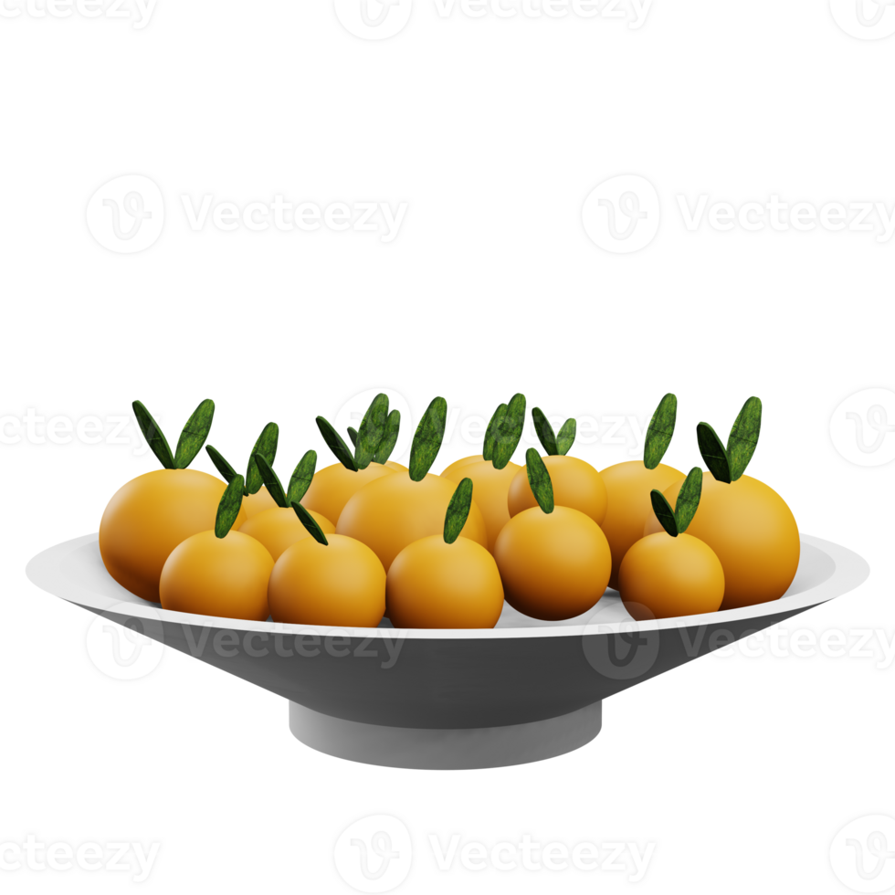 3 D illustration of orange on a plate png