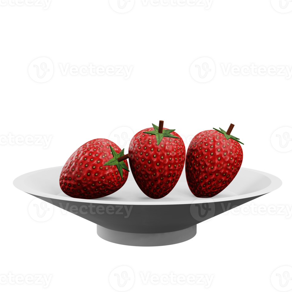 3 ré illustration de fraise sur une assiette png