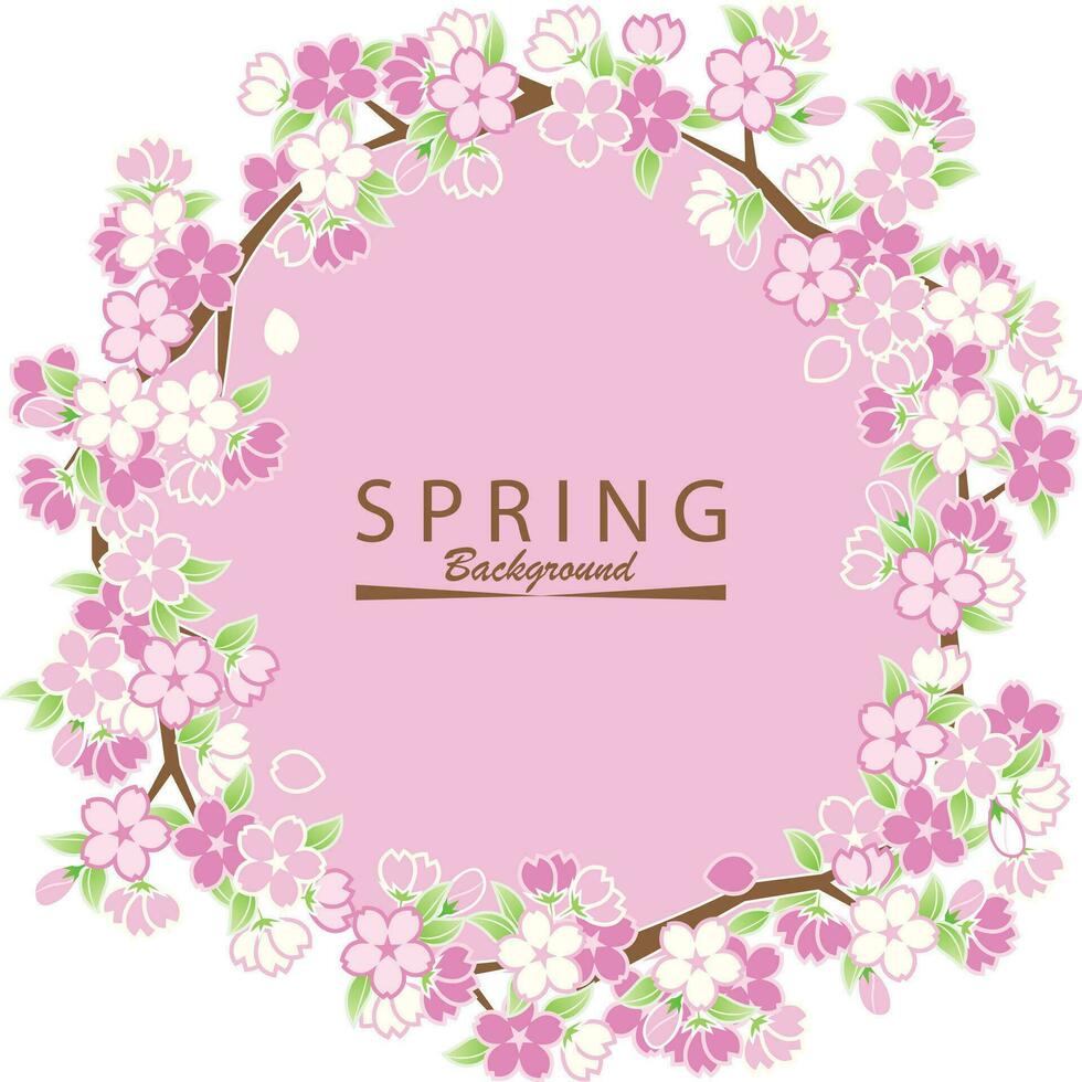 Spring sakura frame background vector
