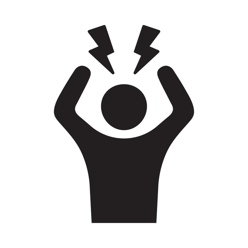 Stress nervous icon. Angry person, craz flat style icon. Headache glyph icon. vector